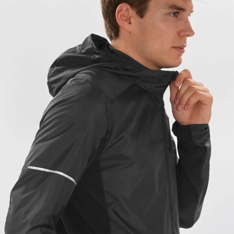 Black Salomon Agile Men's Windbreaker | PH 09348M